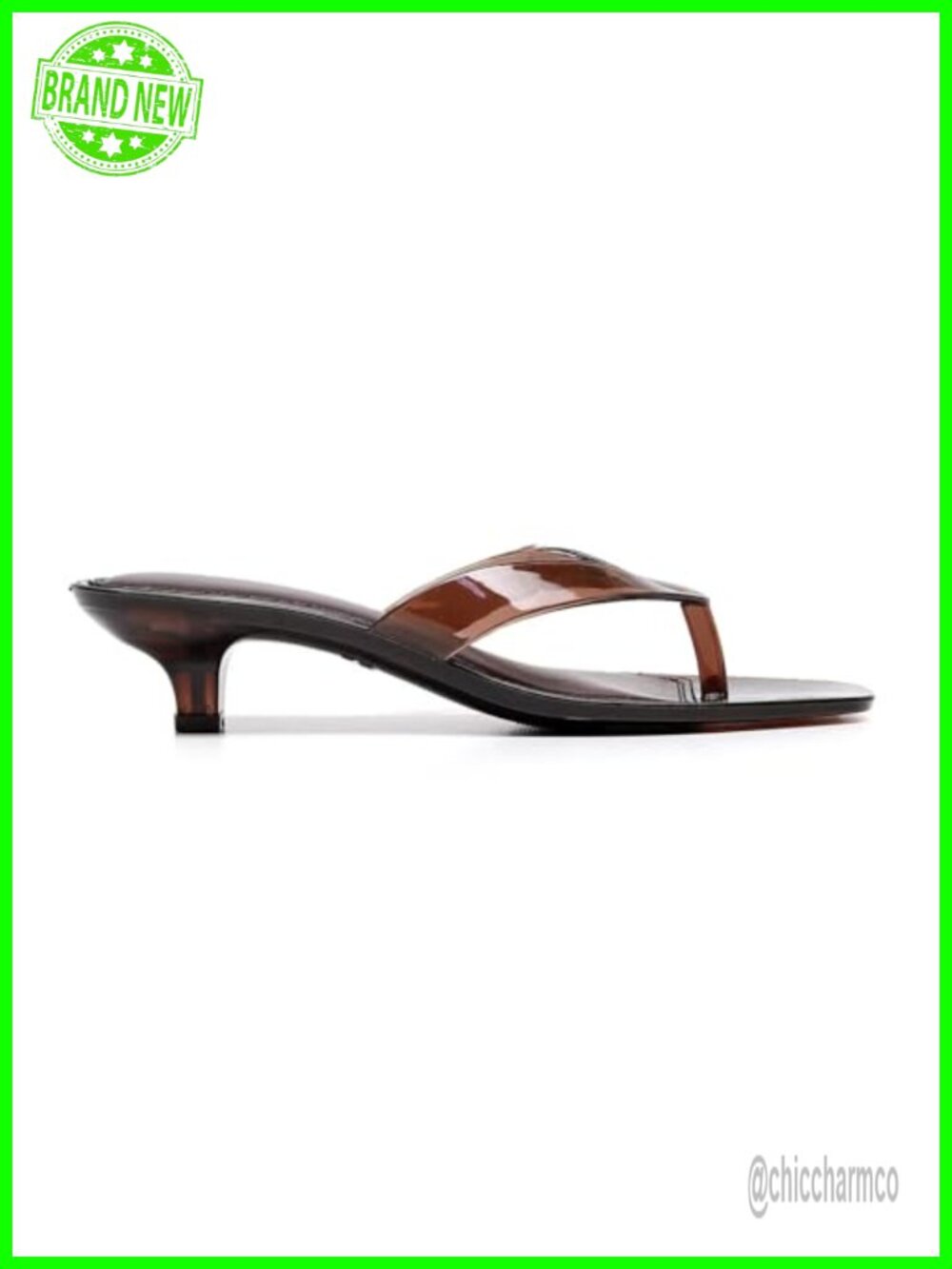 Clear Jelly Thong Heeled Sandals Kitten Heel Mules Square Open Toe Summer Beach - Picture 5 of 6